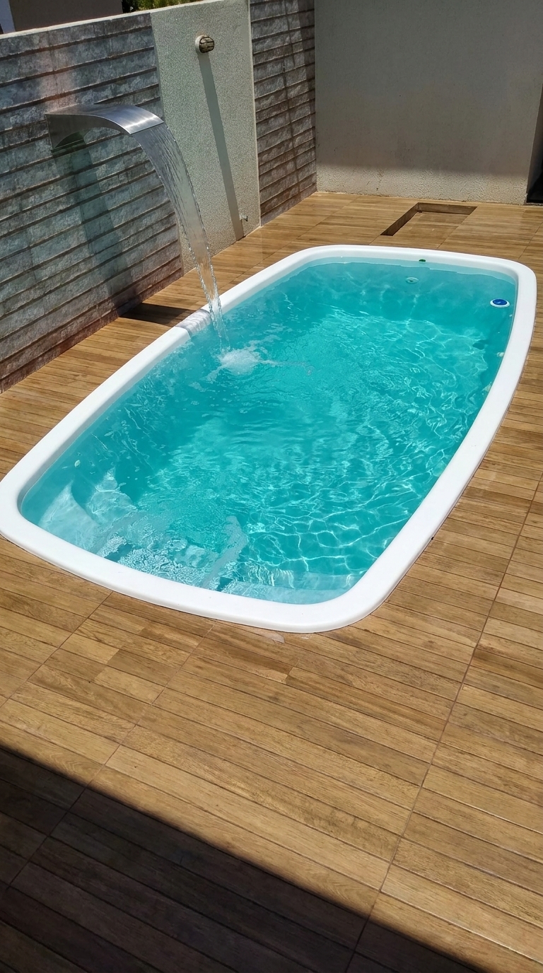 Piscina premium com cascata e deck